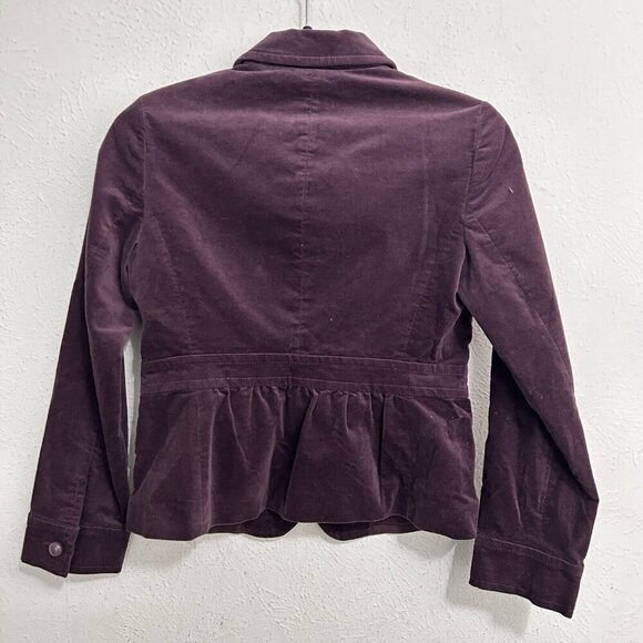 Talbots Jacket Blazer Women’s Sz 0P Purple Plum Velvet Feel Button Up Business - Picture 4 of 8
